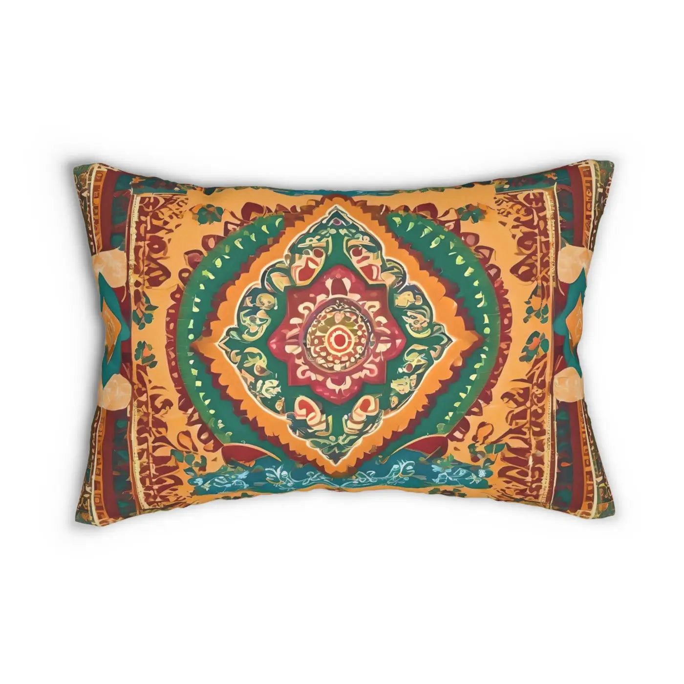 Vibrant Indian Spun Polyester Lumbar Pillow - Colorful - DipaliZ