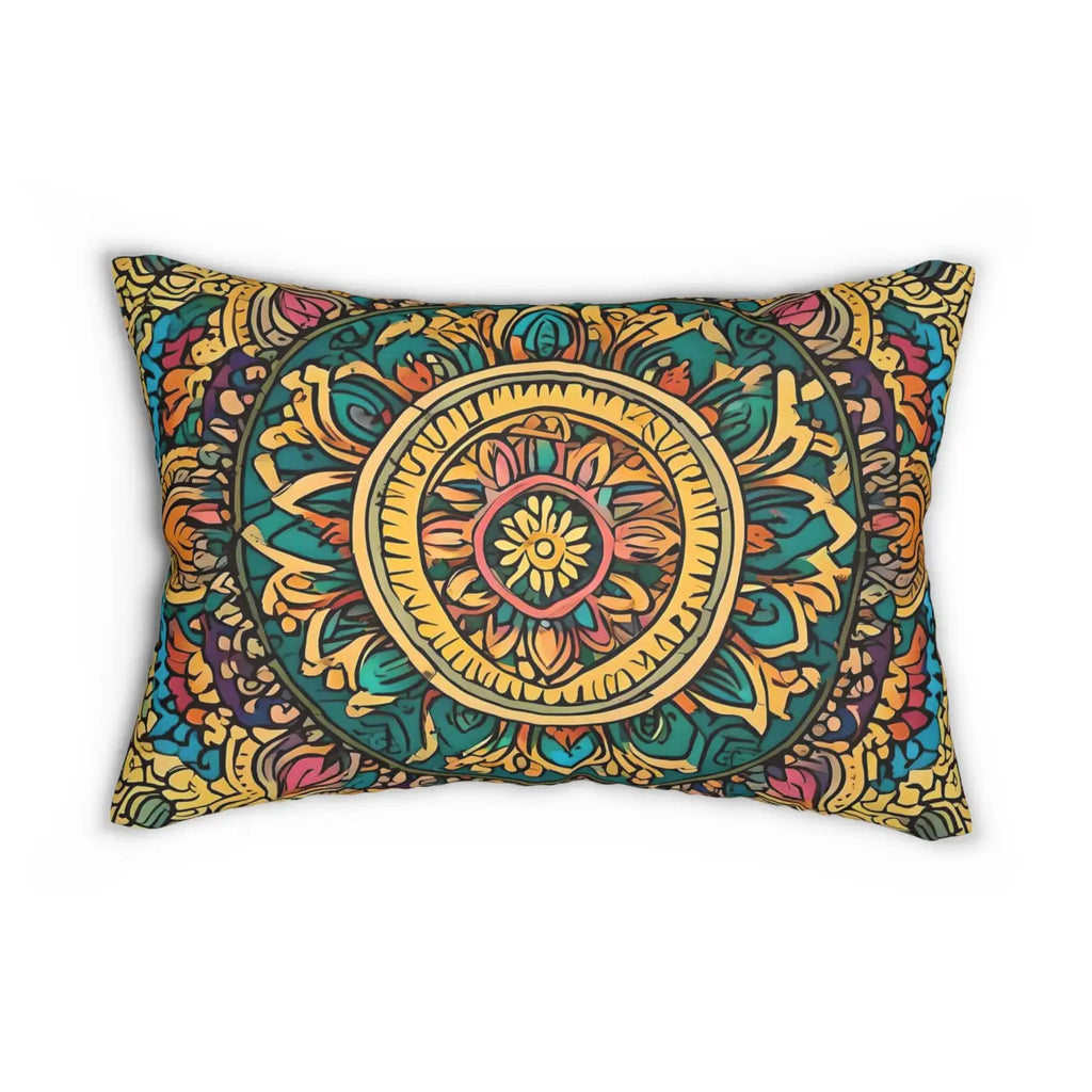 Vibrant Indian Pattern Polyester Lumbar Pillow - Spun Polyester - DipaliZ