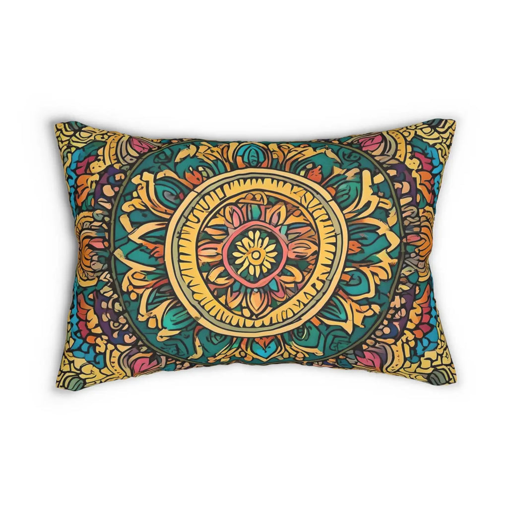 Vibrant Indian Pattern Polyester Lumbar Pillow - Spun Polyester - DipaliZ