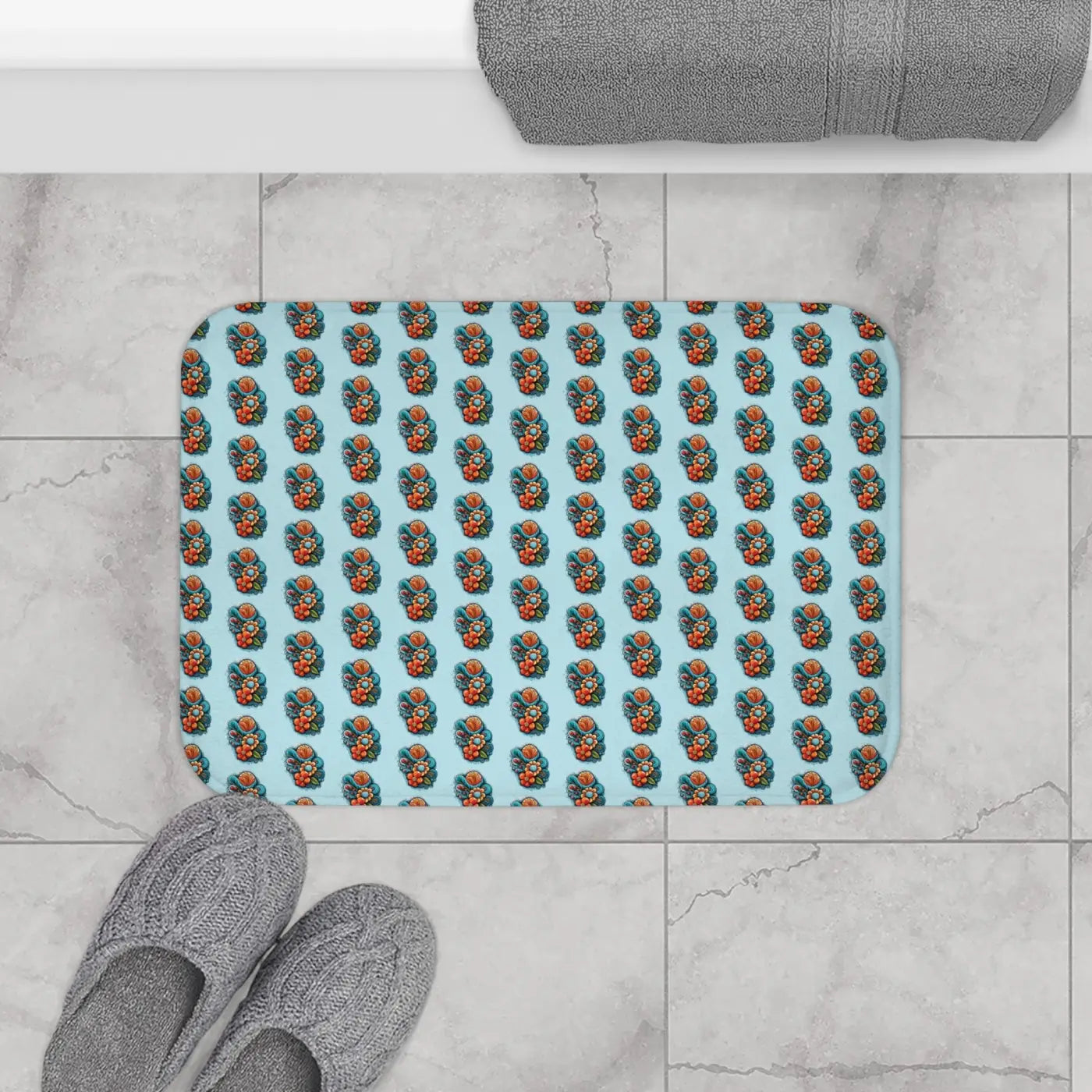Intricate Flowers Bath Mat - Luxury Bathroom Comfort - DipaliZ