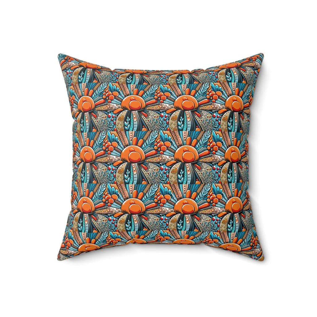 Intricate Flowers Pattern Spun Polyester Square Pillow - DipaliZ