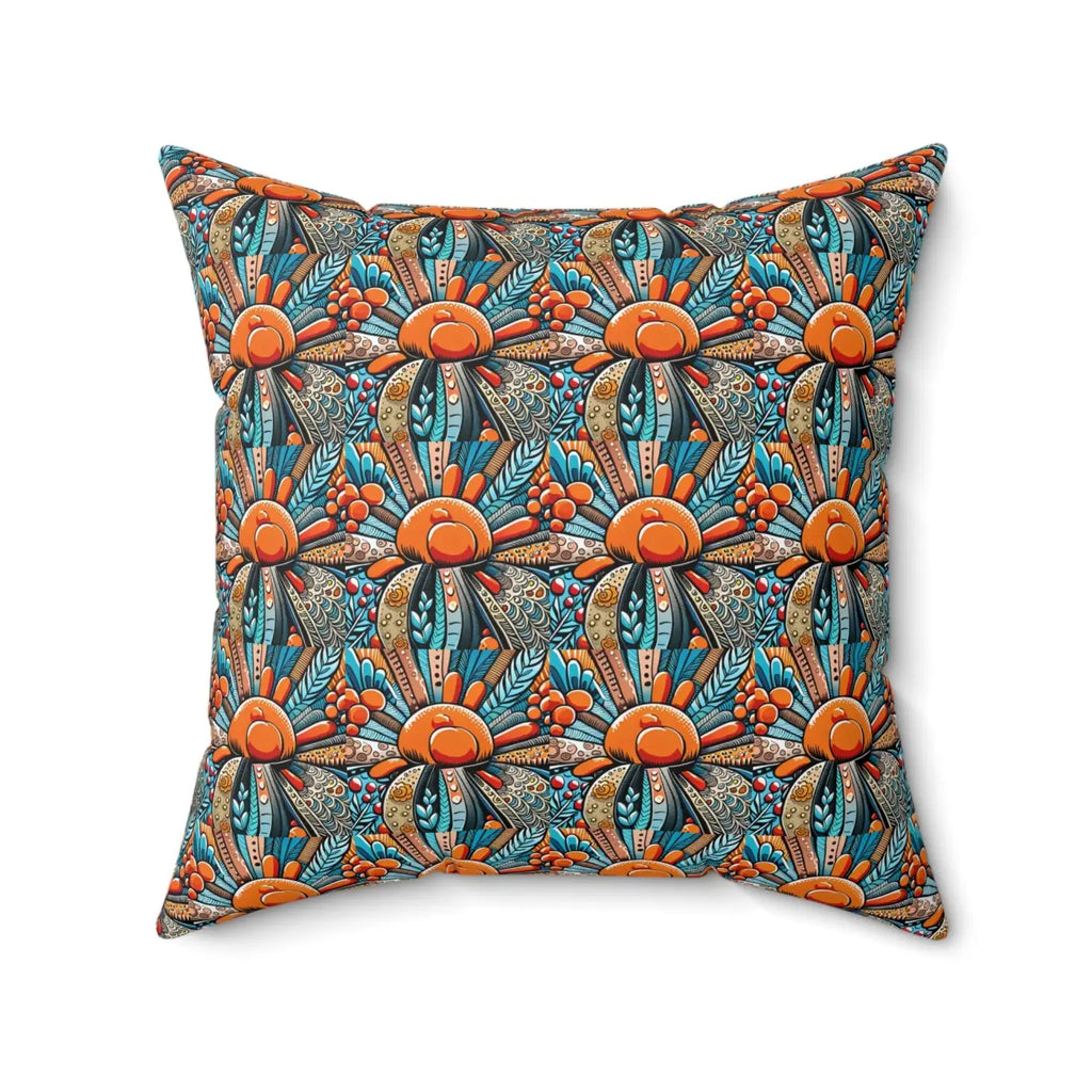 Intricate Flowers Pattern Spun Polyester Square Pillow - DipaliZ