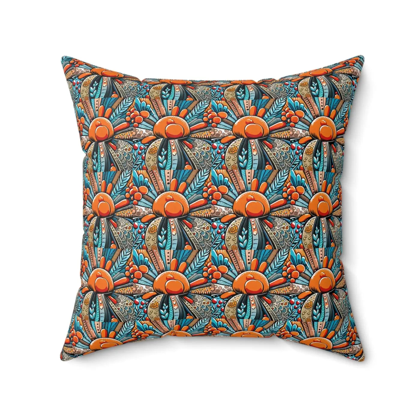Intricate Flowers Pattern Spun Polyester Square Pillow - DipaliZ