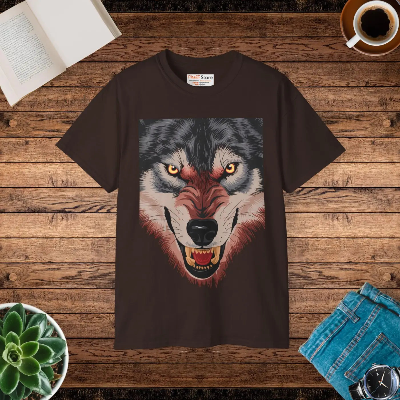 Fierce Wolf Unisex Ultra Cotton Tee - Bold Graphic Print - DipaliZ
