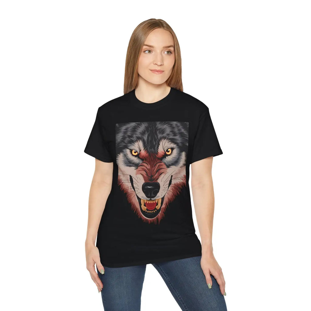 Fierce Wolf Unisex Ultra Cotton Tee - Bold Graphic Print - DipaliZ