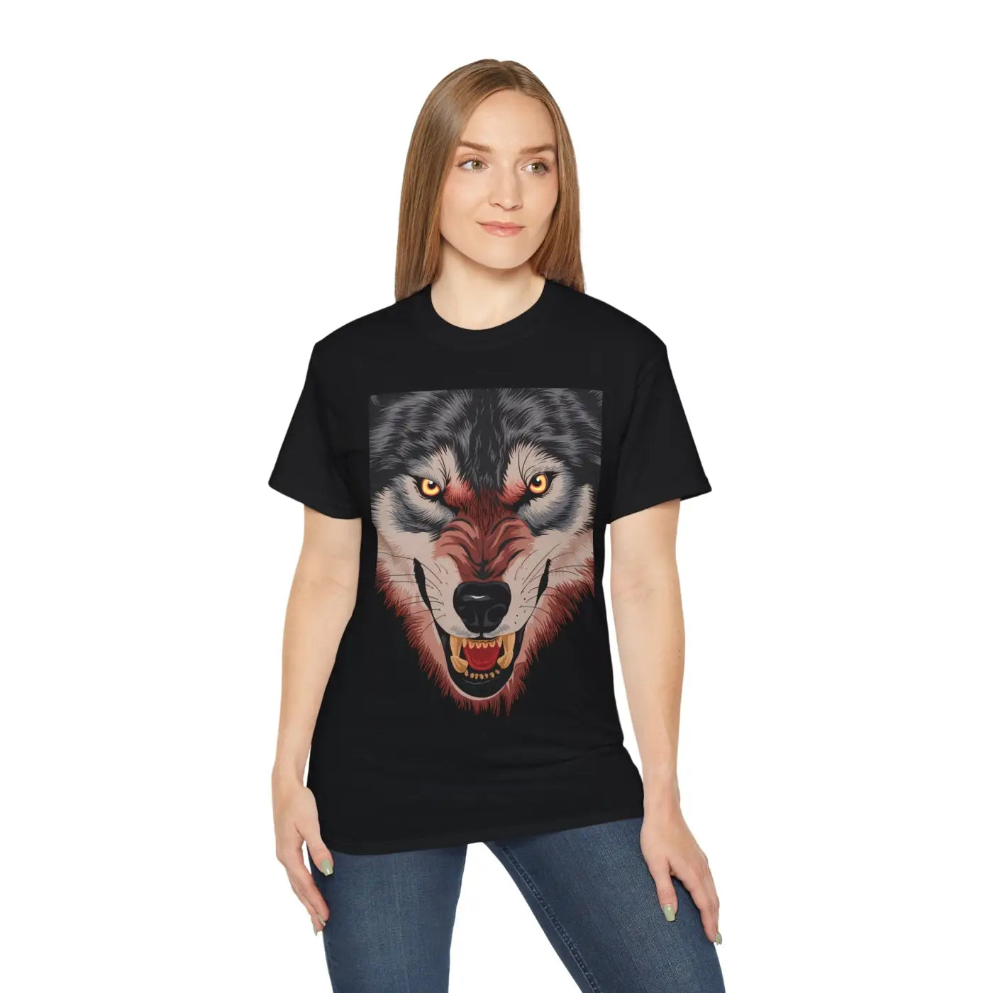 Fierce Wolf Unisex Ultra Cotton Tee - Bold Graphic Print - DipaliZ