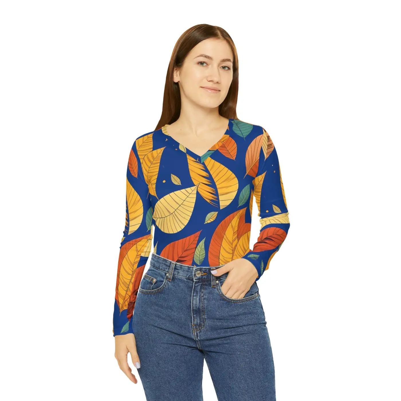 Colored Fall Leaves Long Sleeve Shirt - Autumn Style - DipaliZ