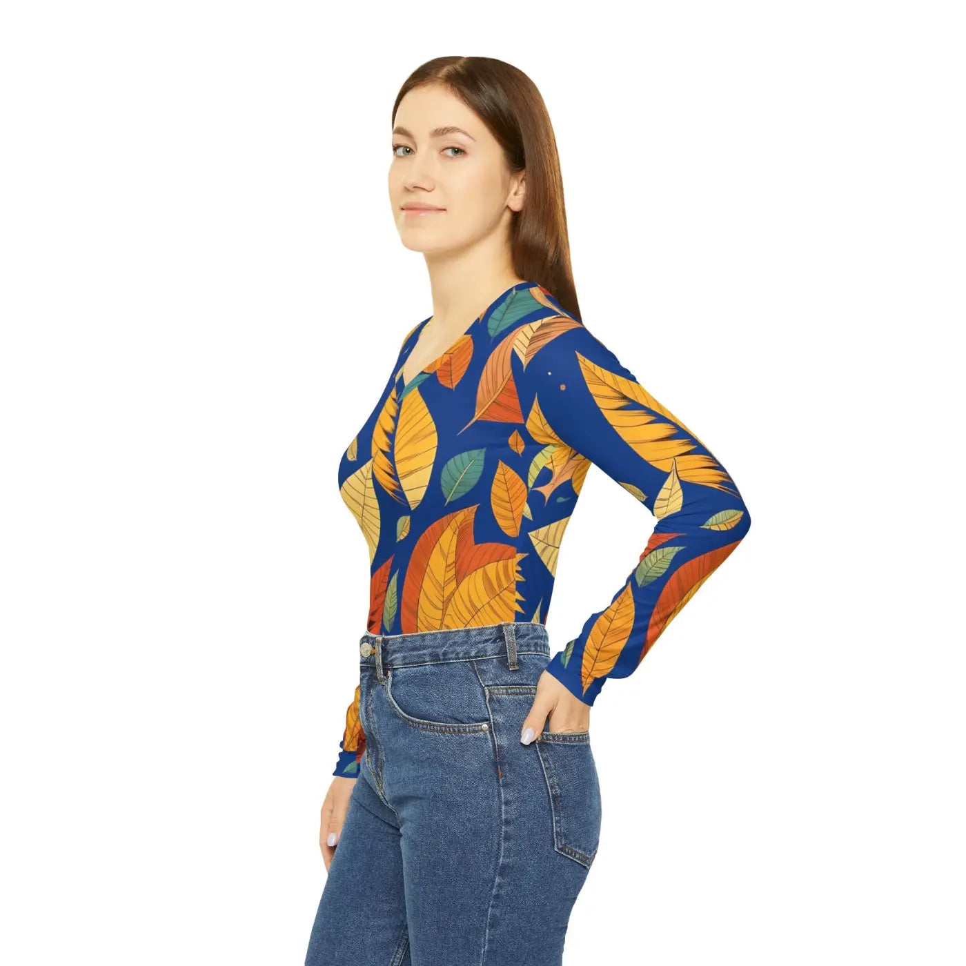 Colored Fall Leaves Long Sleeve Shirt - Autumn Style - DipaliZ