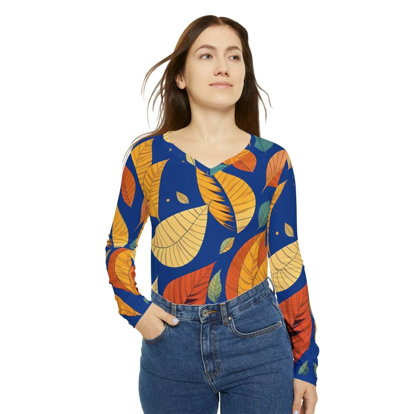Colored Fall Leaves Long Sleeve Shirt - Autumn Style - DipaliZ