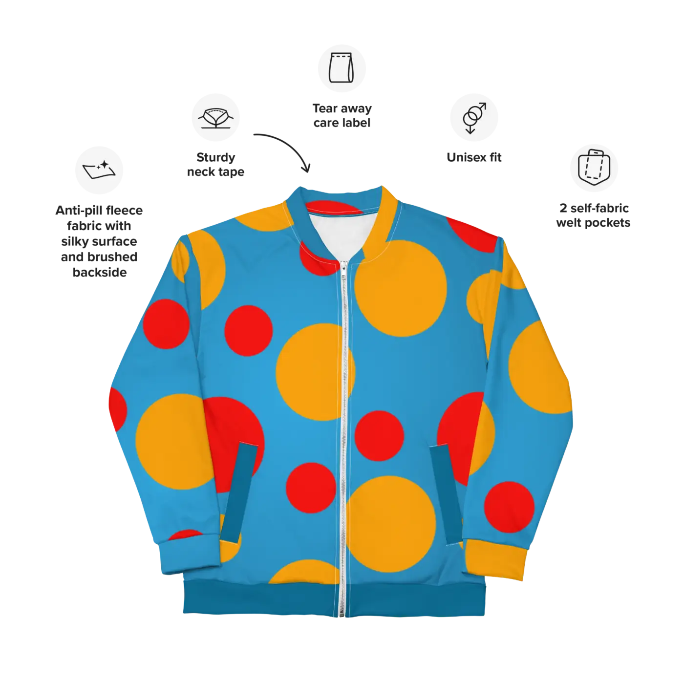 Bomber Jacket - Large Colorful Polka Dots - DipaliZ