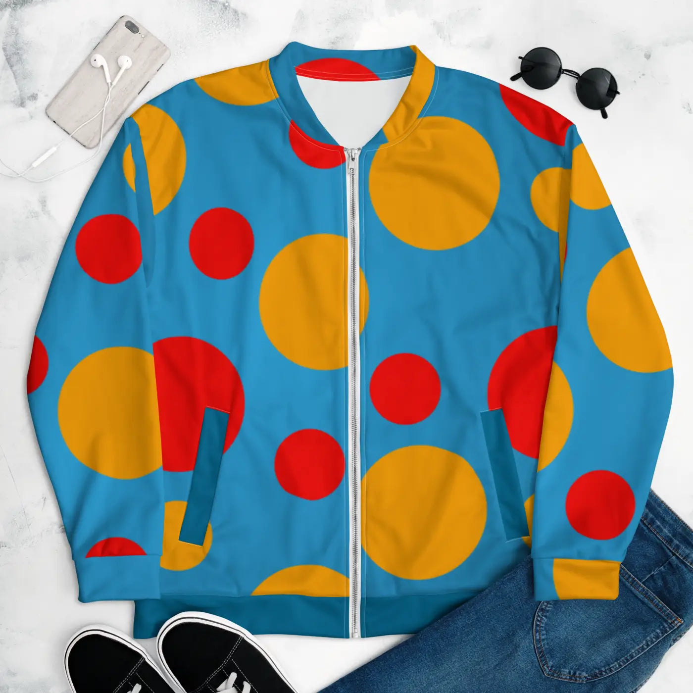 Bomber Jacket - Large Colorful Polka Dots - DipaliZ