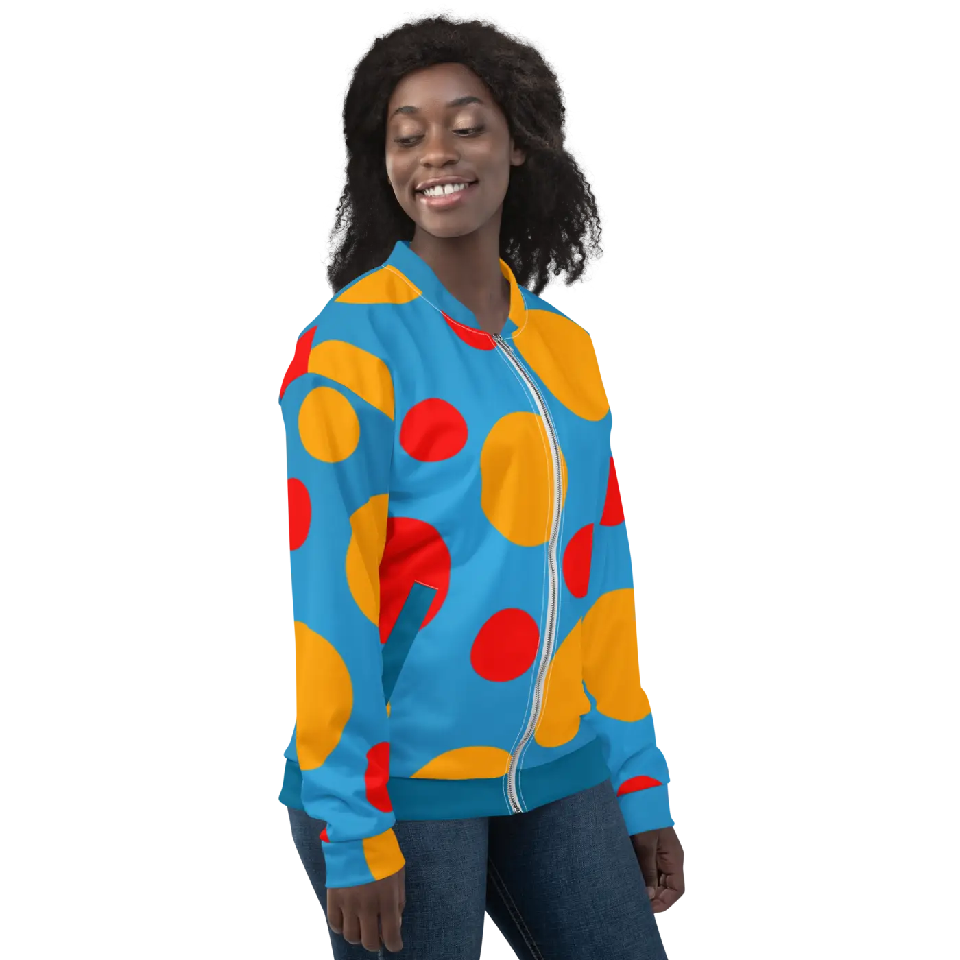 Bomber Jacket - Large Colorful Polka Dots - DipaliZ