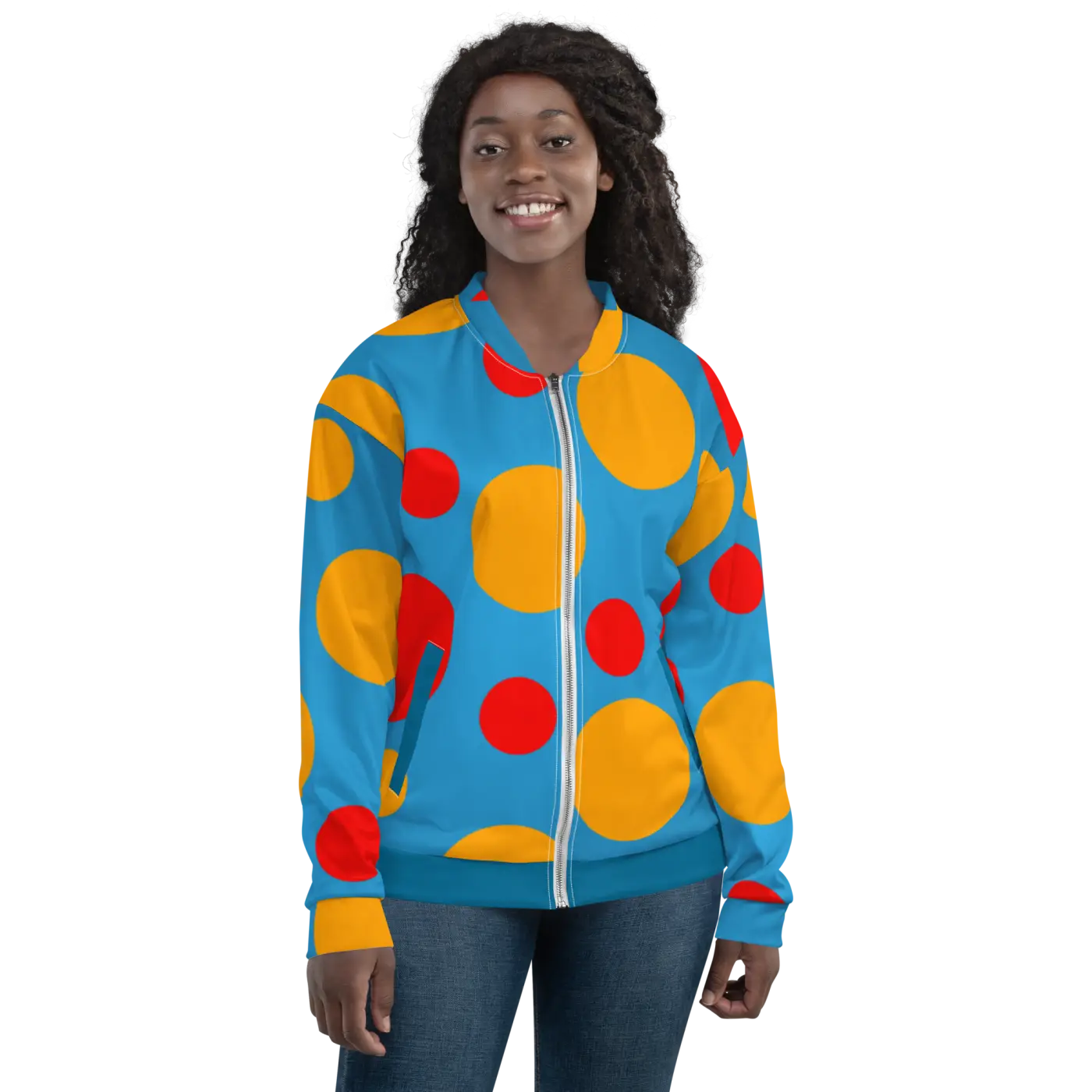 Bomber Jacket - Large Colorful Polka Dots - DipaliZ
