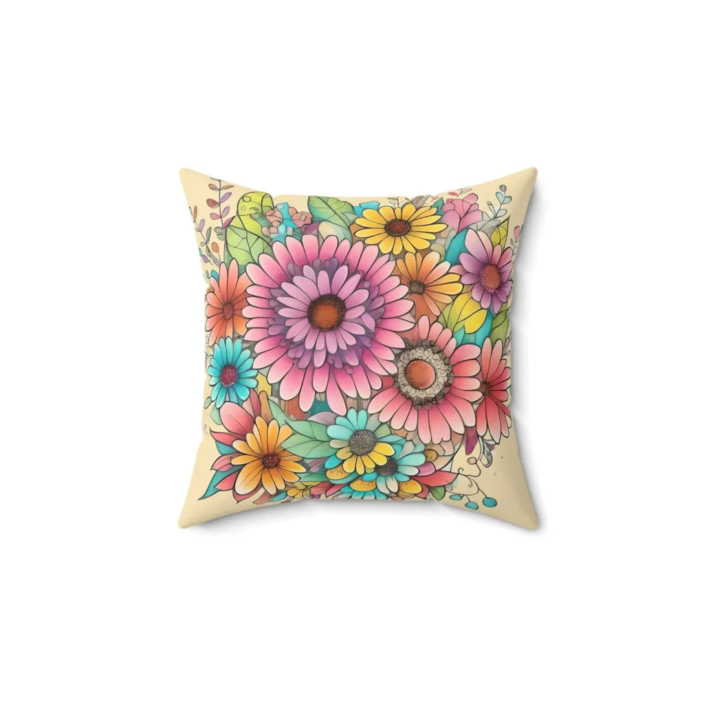 Bold Floral Throw Pillow - Polyester Square Design - DipaliZ