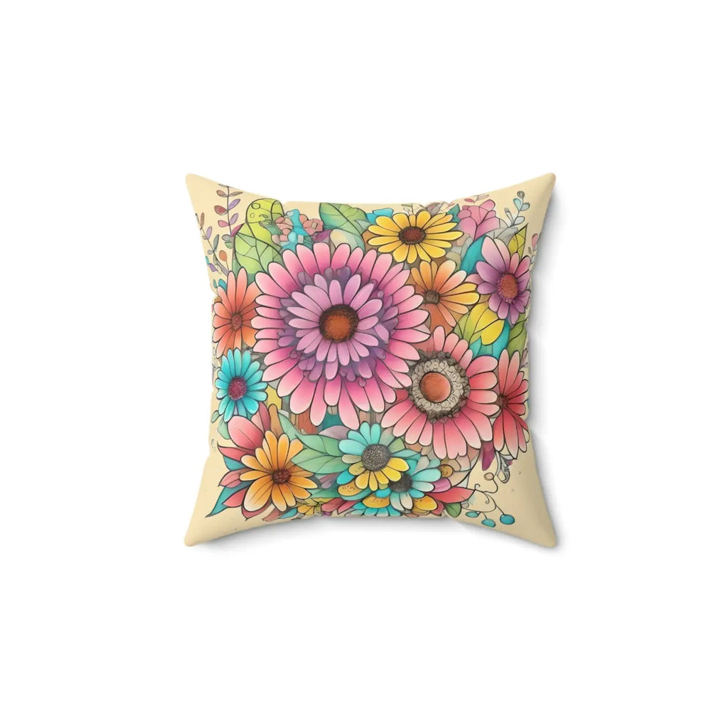 Bold Floral Throw Pillow - Polyester Square Design - DipaliZ