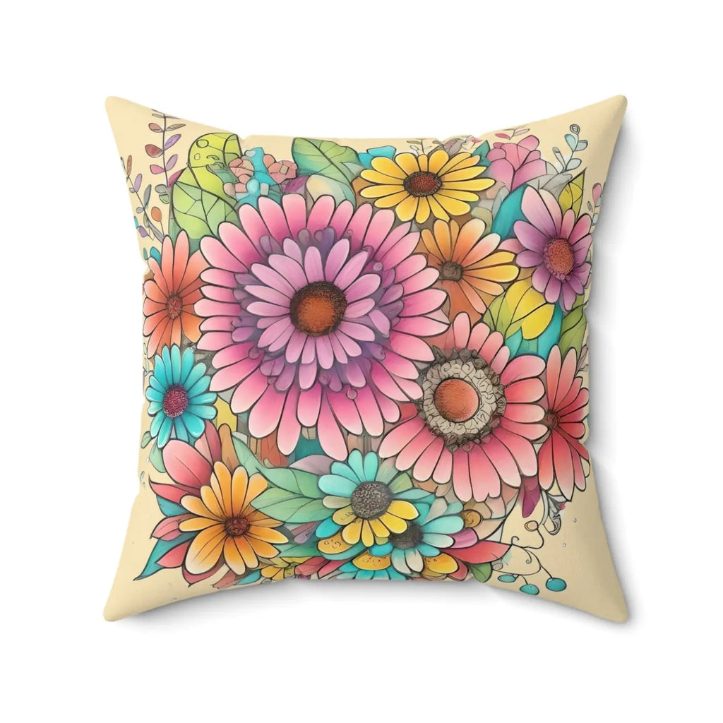 Bold Floral Throw Pillow - Polyester Square Design - DipaliZ