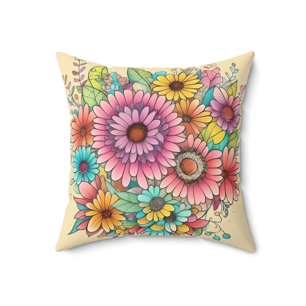 Bold Floral Throw Pillow - Polyester Square Design - DipaliZ