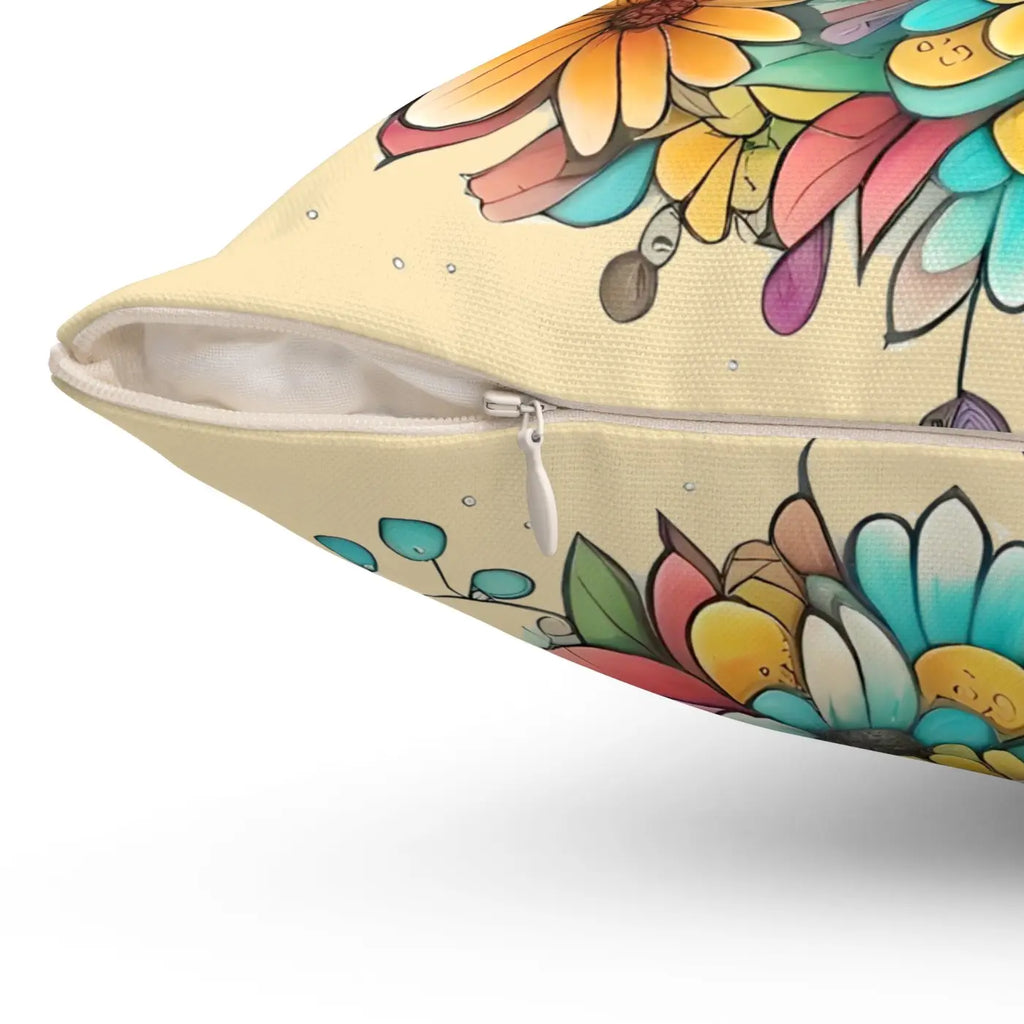 Bold Floral Throw Pillow - Polyester Square Design - DipaliZ