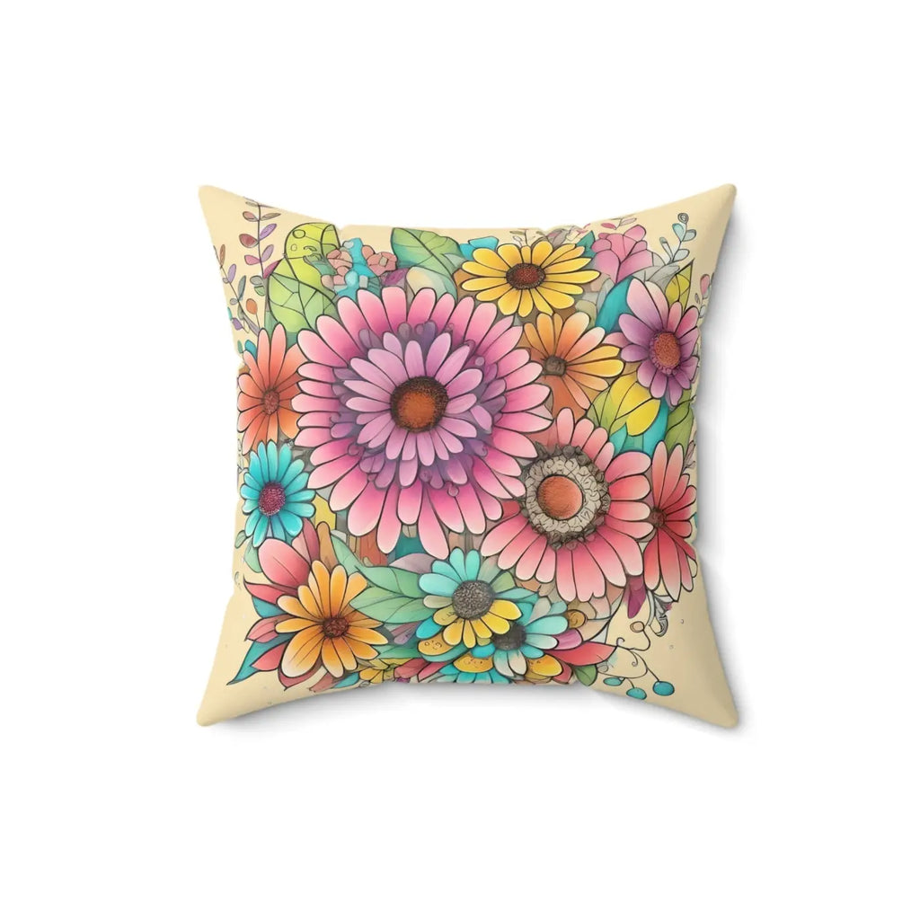 Bold Floral Throw Pillow - Polyester Square Design - DipaliZ