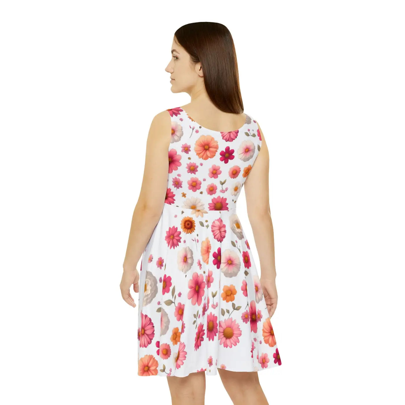 Women's Skater Dress - Large Flowers Print - DipaliZ