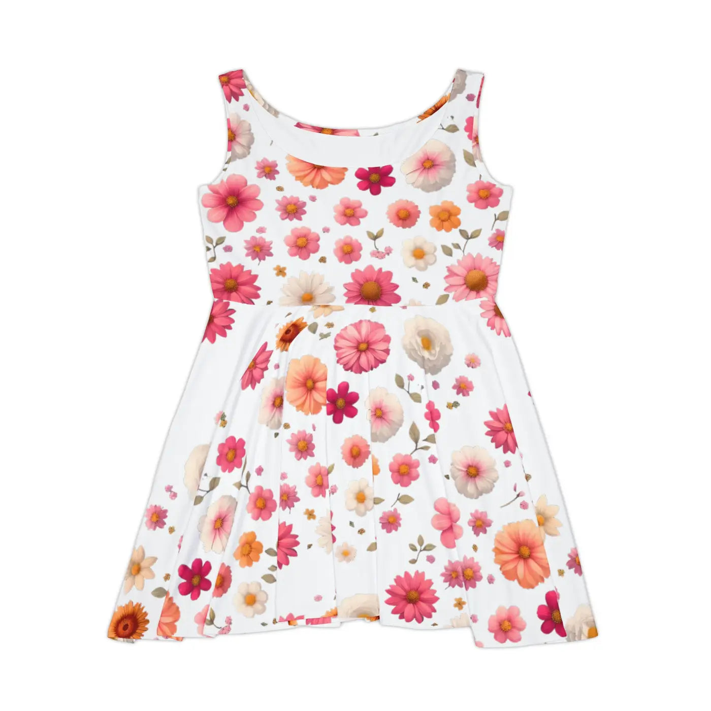 Women's Skater Dress - Large Flowers Print - DipaliZ