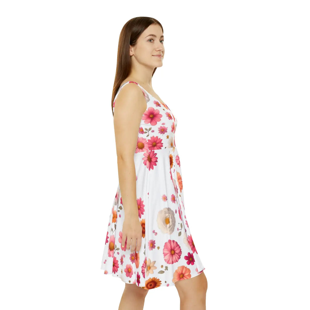 Women's Skater Dress - Large Flowers Print - DipaliZ