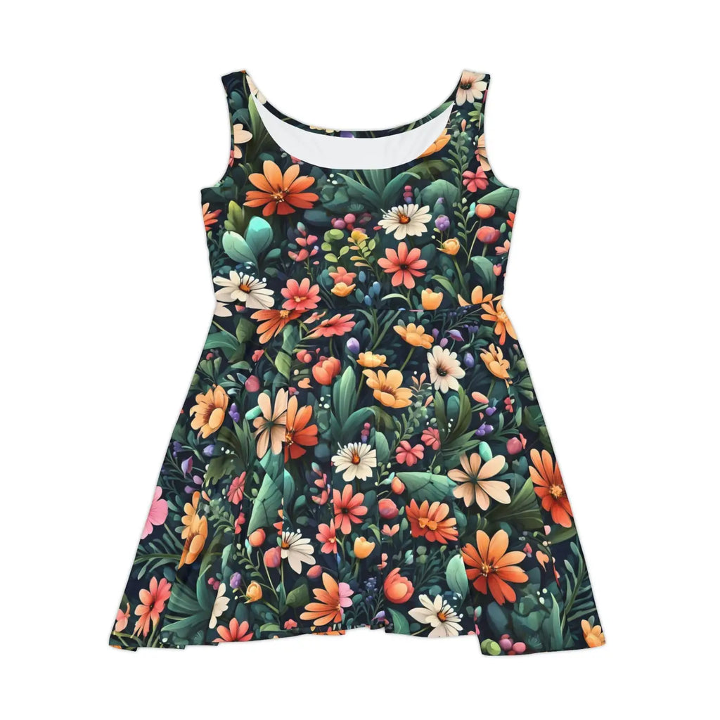 Women's Skater Dress - Bold Large Flowers Design - DipaliZ