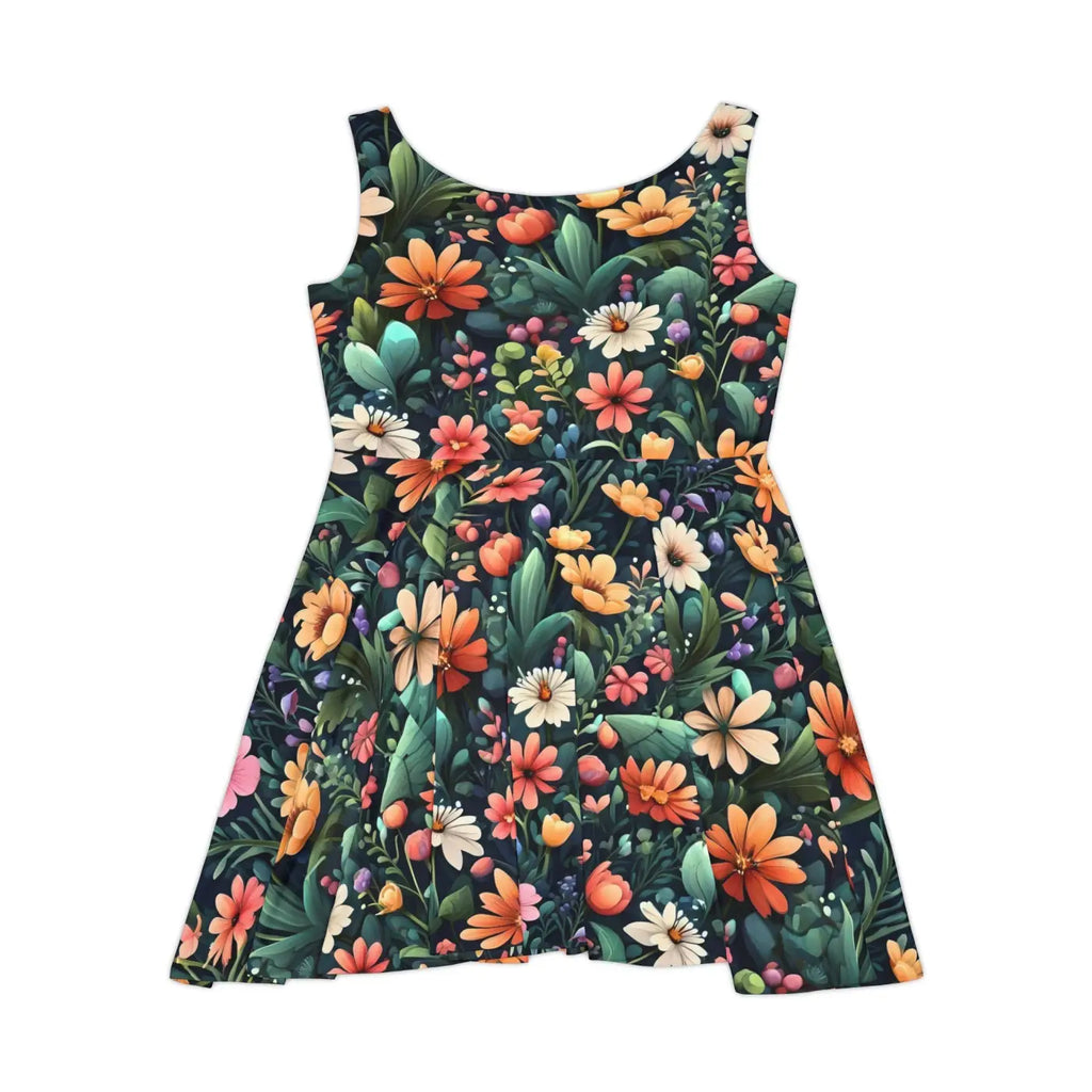 Women's Skater Dress - Bold Large Flowers Design - DipaliZ