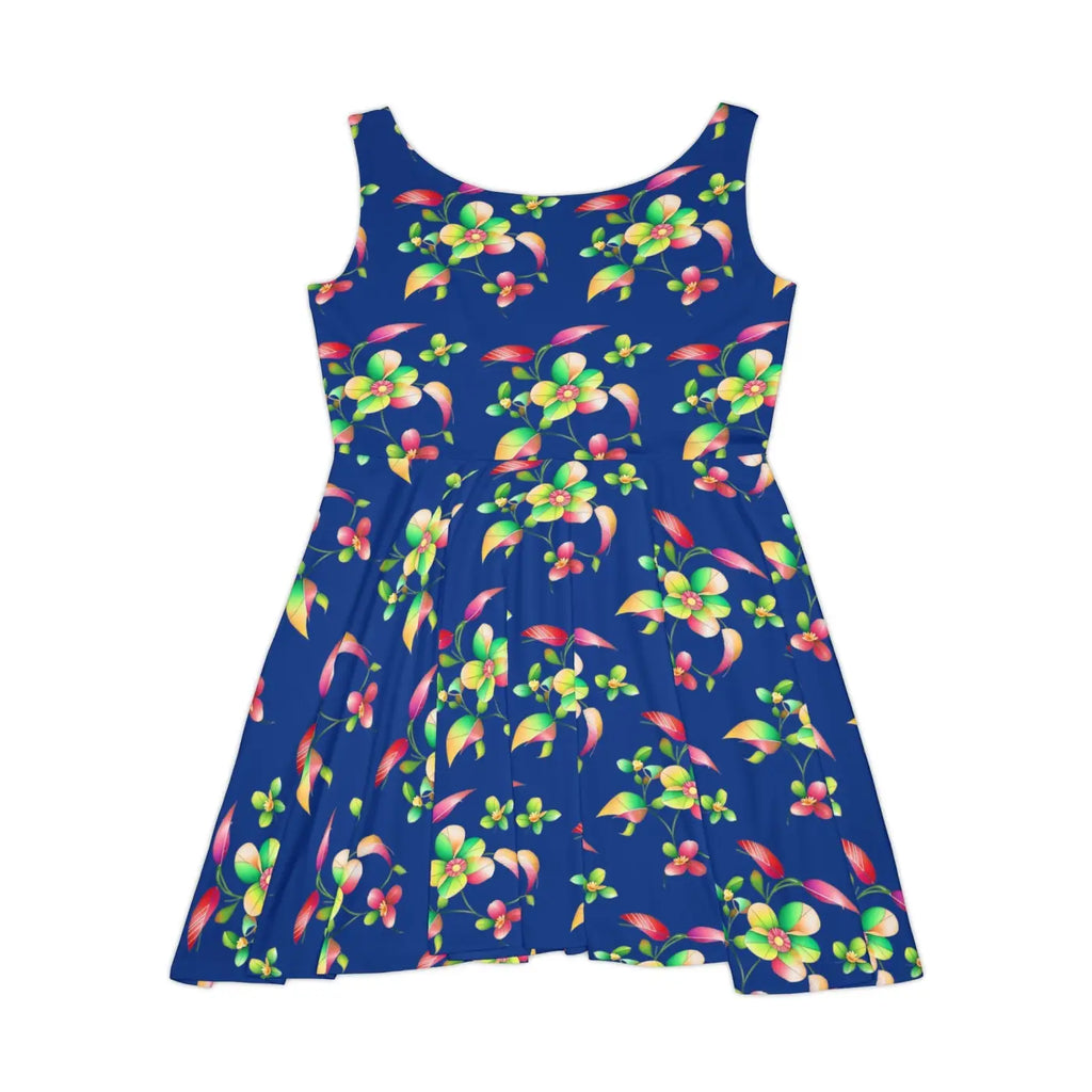 Women's Skater Dress - Large Flowers Print - DipaliZ