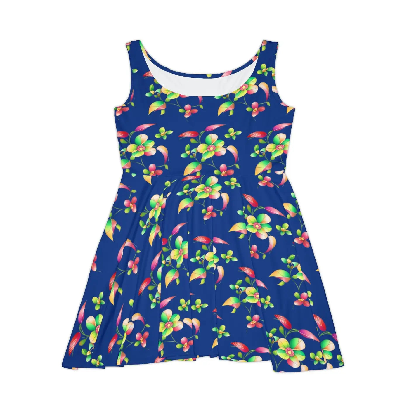 Women's Skater Dress - Large Flowers Print - DipaliZ