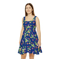 Women's Skater Dress - Large Flowers Print - DipaliZ