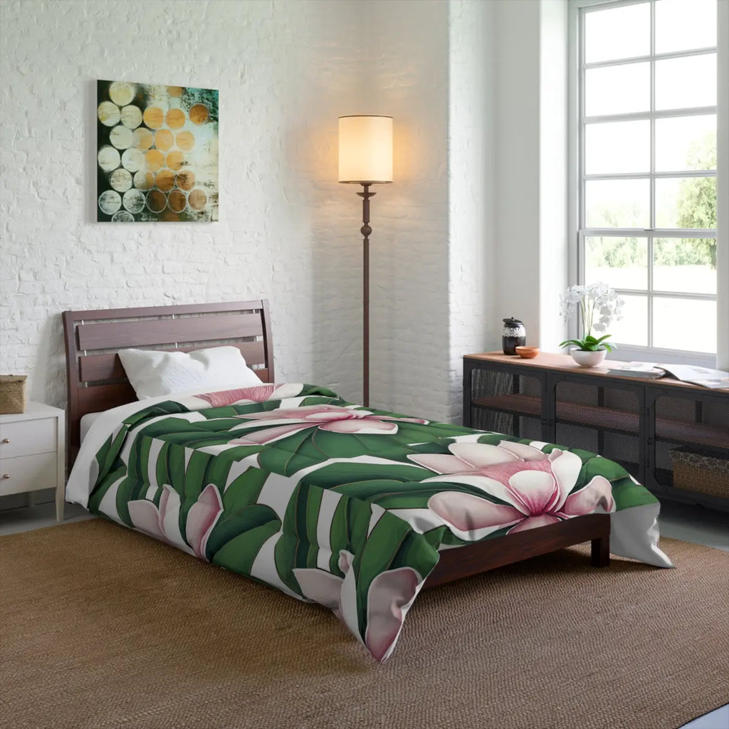 Magnolia Flowers Quilt - Large Floral Bedding - DipaliZ