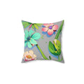 Cyan Floral Pattern Pillow - Spun Polyester Square - DipaliZ