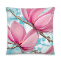 Large Pink Magnolia Pillow Set - Vibrant Floral Decor - DipaliZ