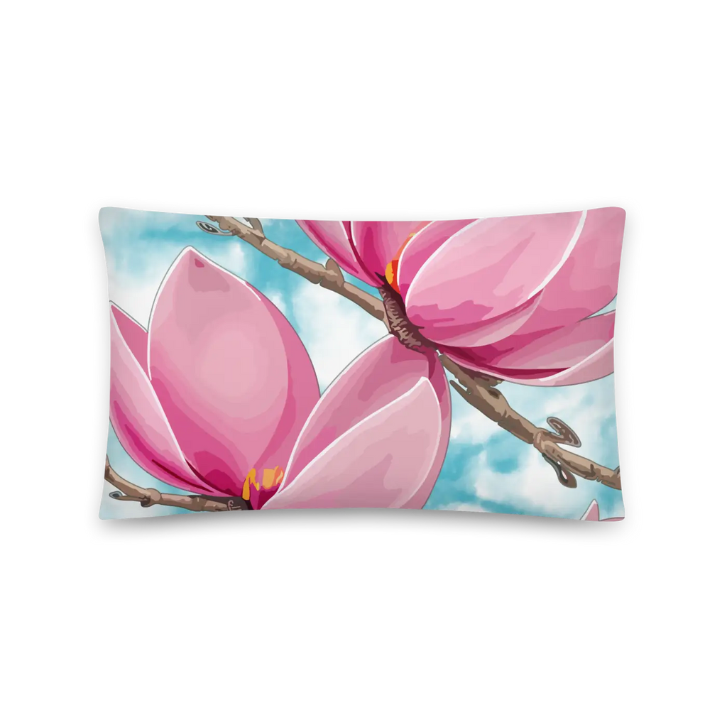 Large Pink Magnolia Pillow Set - Vibrant Floral Decor - DipaliZ