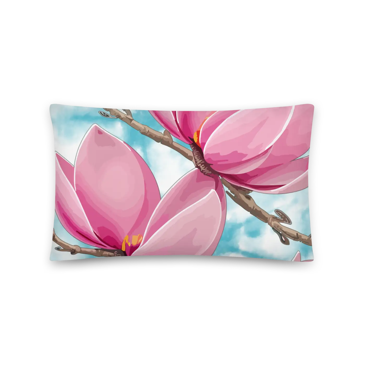 Large Pink Magnolia Pillow Set - Vibrant Floral Decor - DipaliZ