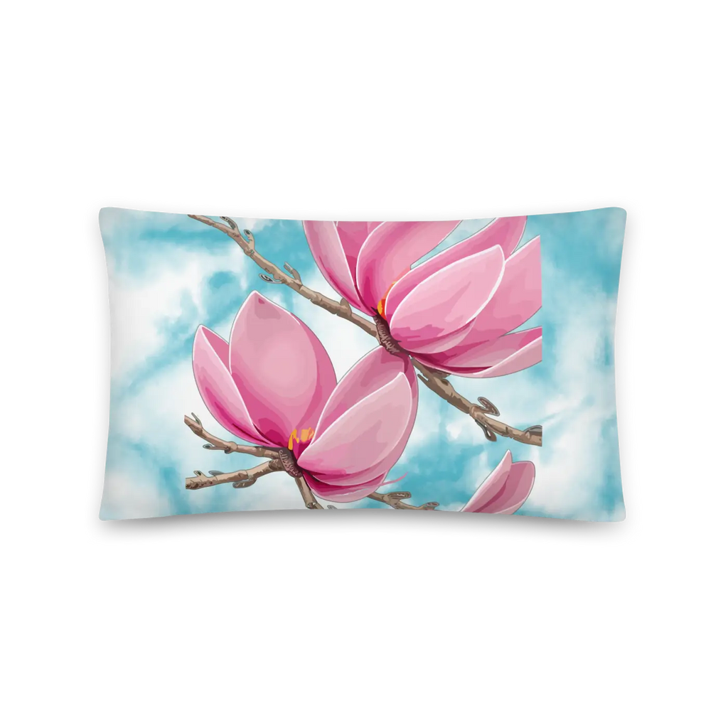 Large Pink Magnolia Pillow Set - Vibrant Floral Decor - DipaliZ