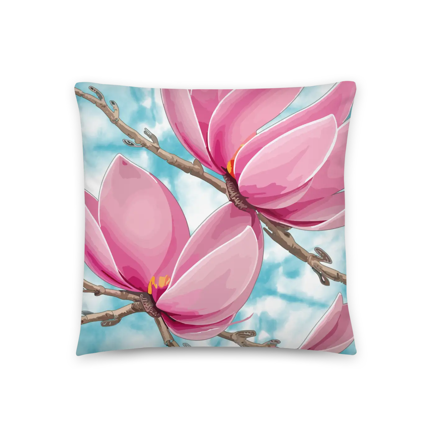 Large Pink Magnolia Pillow Set - Vibrant Floral Decor - DipaliZ