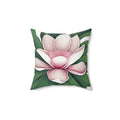 Large Pink Magnolia Polyester Square Pillow - Cozy Decor - DipaliZ