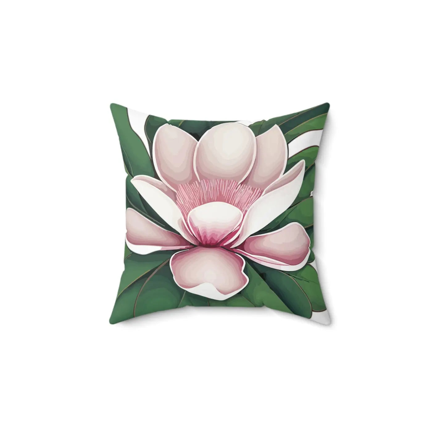 Large Pink Magnolia Polyester Square Pillow - Cozy Decor - DipaliZ