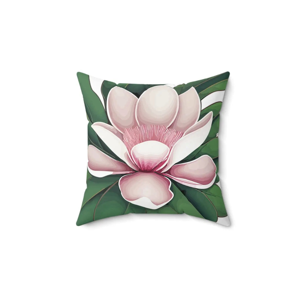 Large Pink Magnolia Polyester Square Pillow - Cozy Decor - DipaliZ