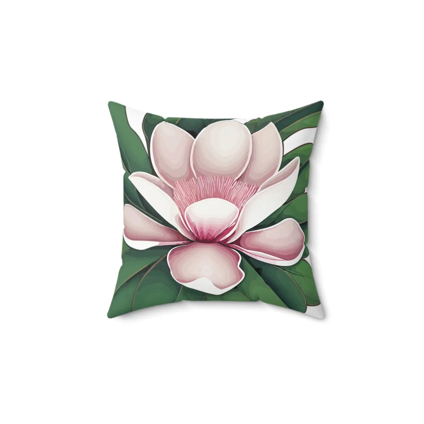 Large Pink Magnolia Polyester Square Pillow - Cozy Decor - DipaliZ