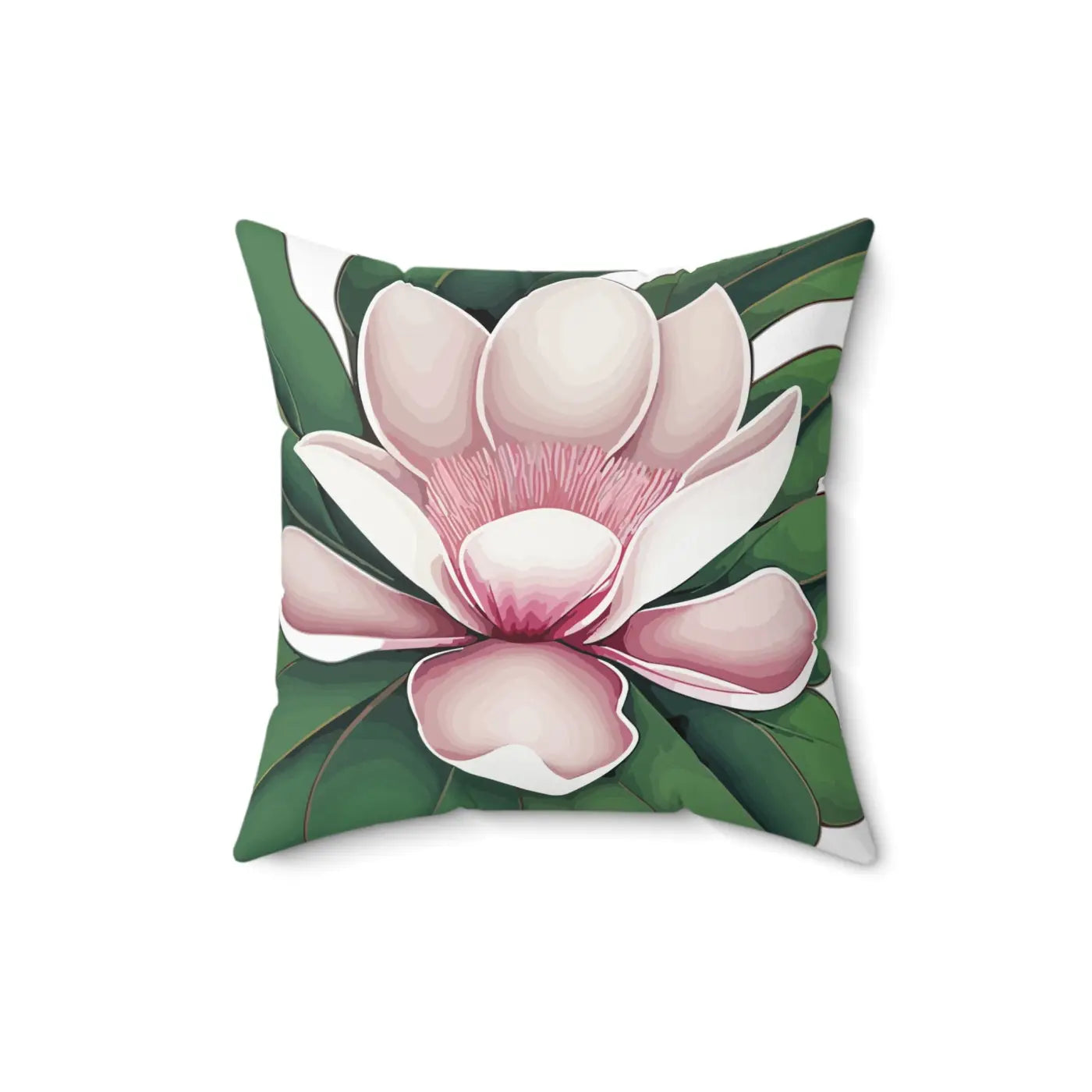 Large Pink Magnolia Polyester Square Pillow - Cozy Decor - DipaliZ
