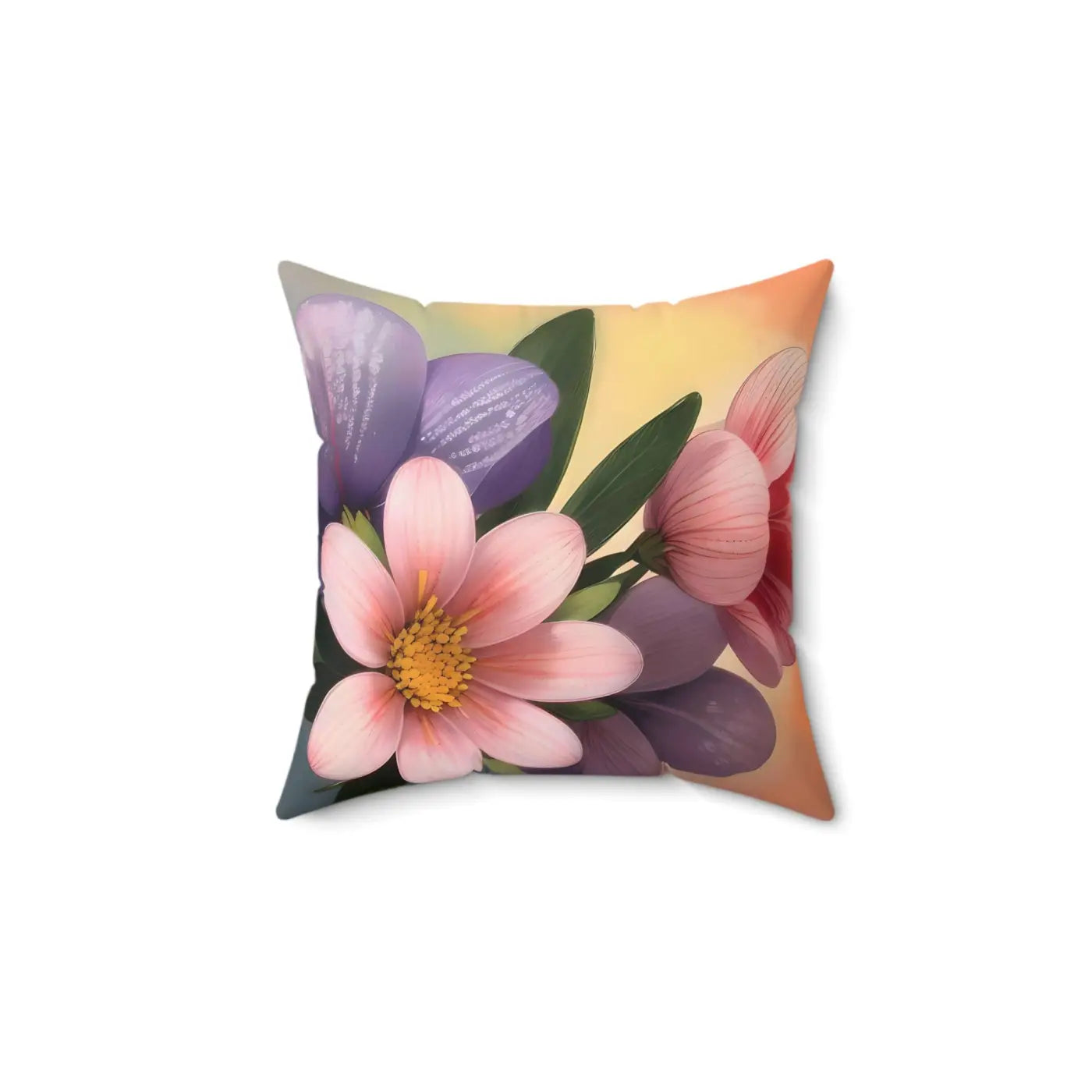 Large Pinkish Flowers Spun Polyester Square Pillow - DipaliZ