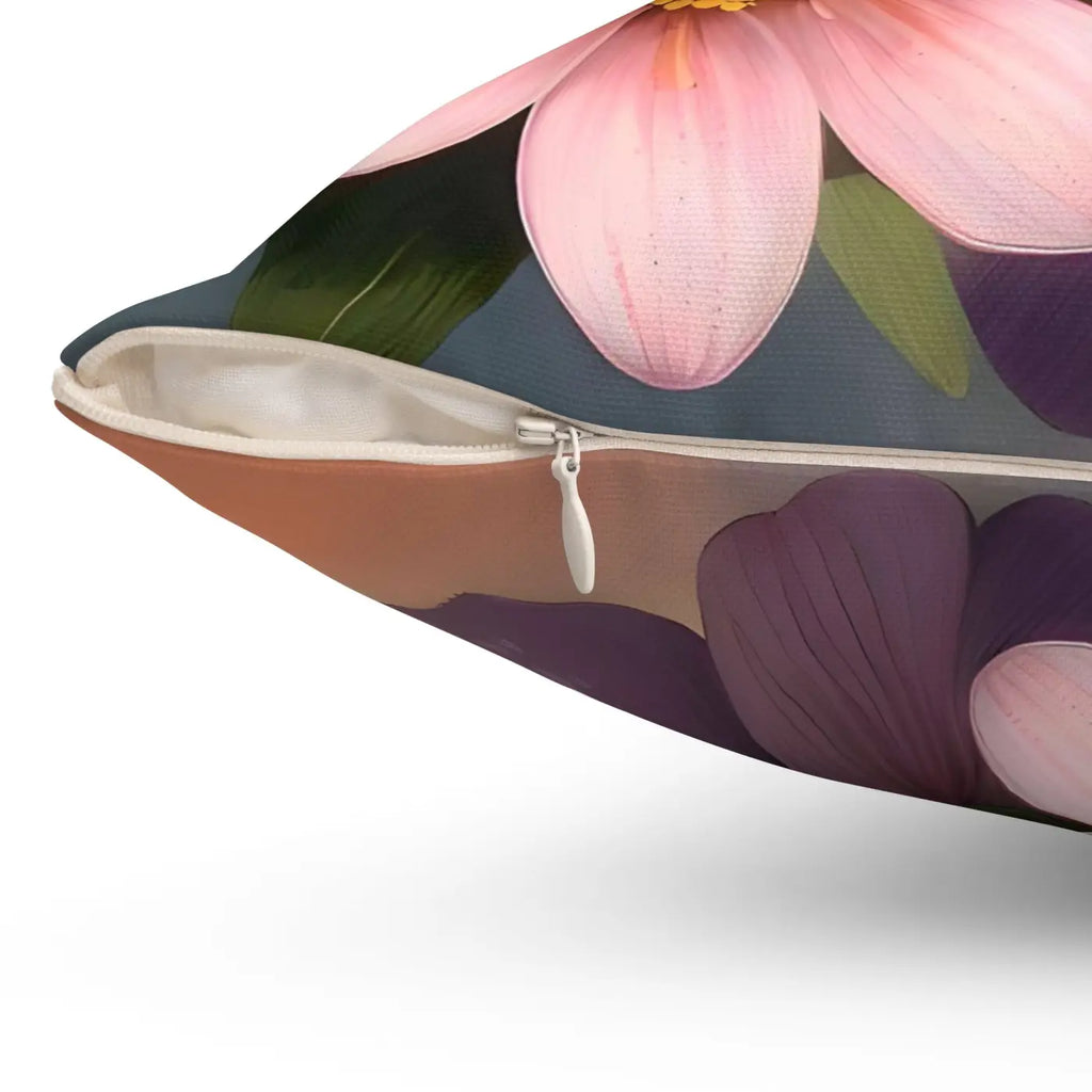 Large Pinkish Flowers Spun Polyester Square Pillow - DipaliZ