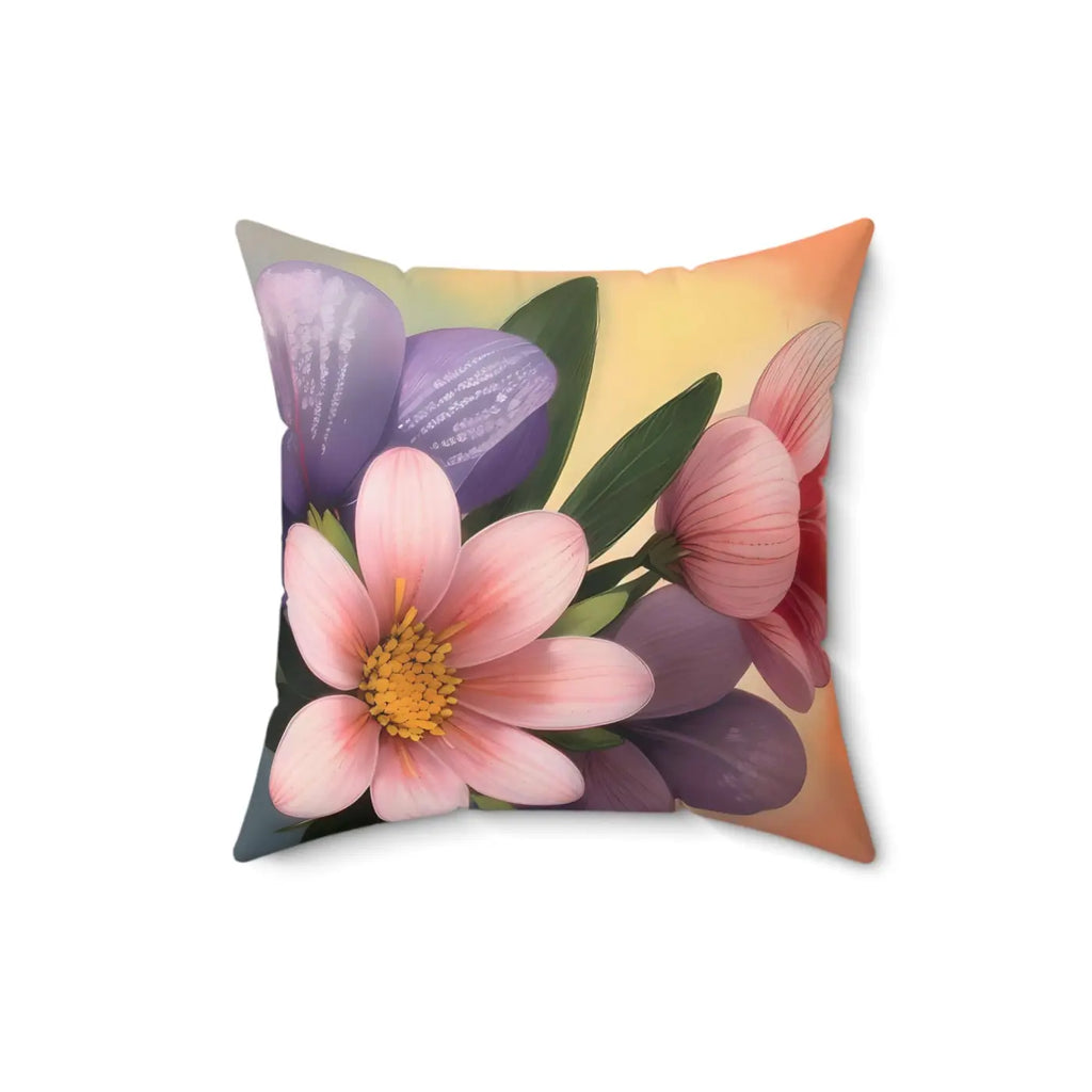 Large Pinkish Flowers Spun Polyester Square Pillow - DipaliZ