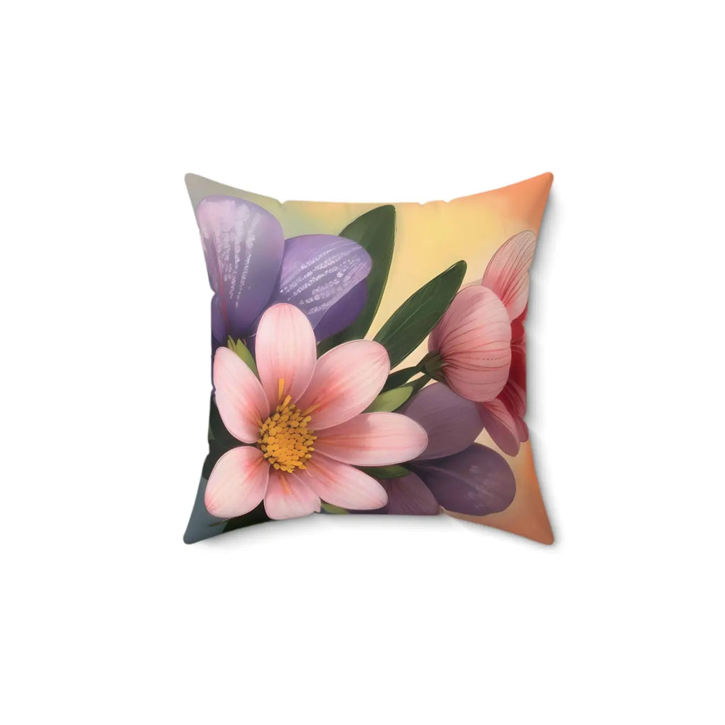 Large Pinkish Flowers Spun Polyester Square Pillow - DipaliZ