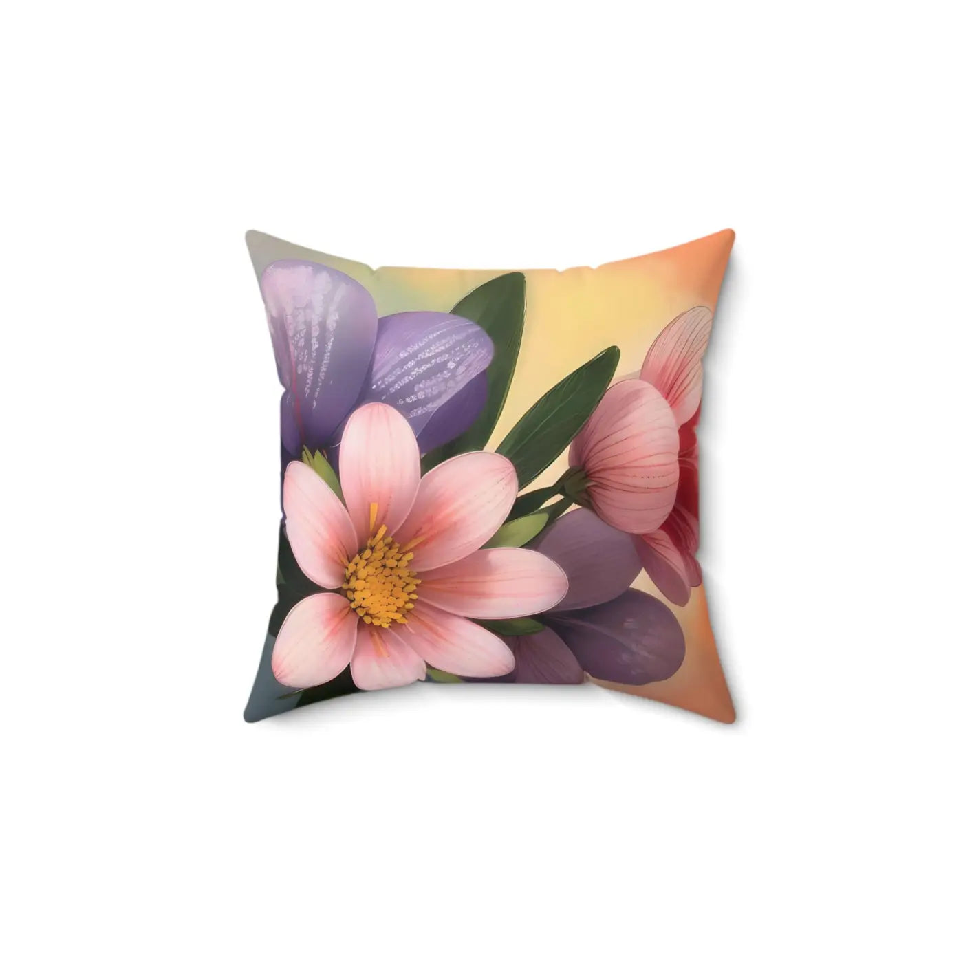 Large Pinkish Flowers Spun Polyester Square Pillow - DipaliZ