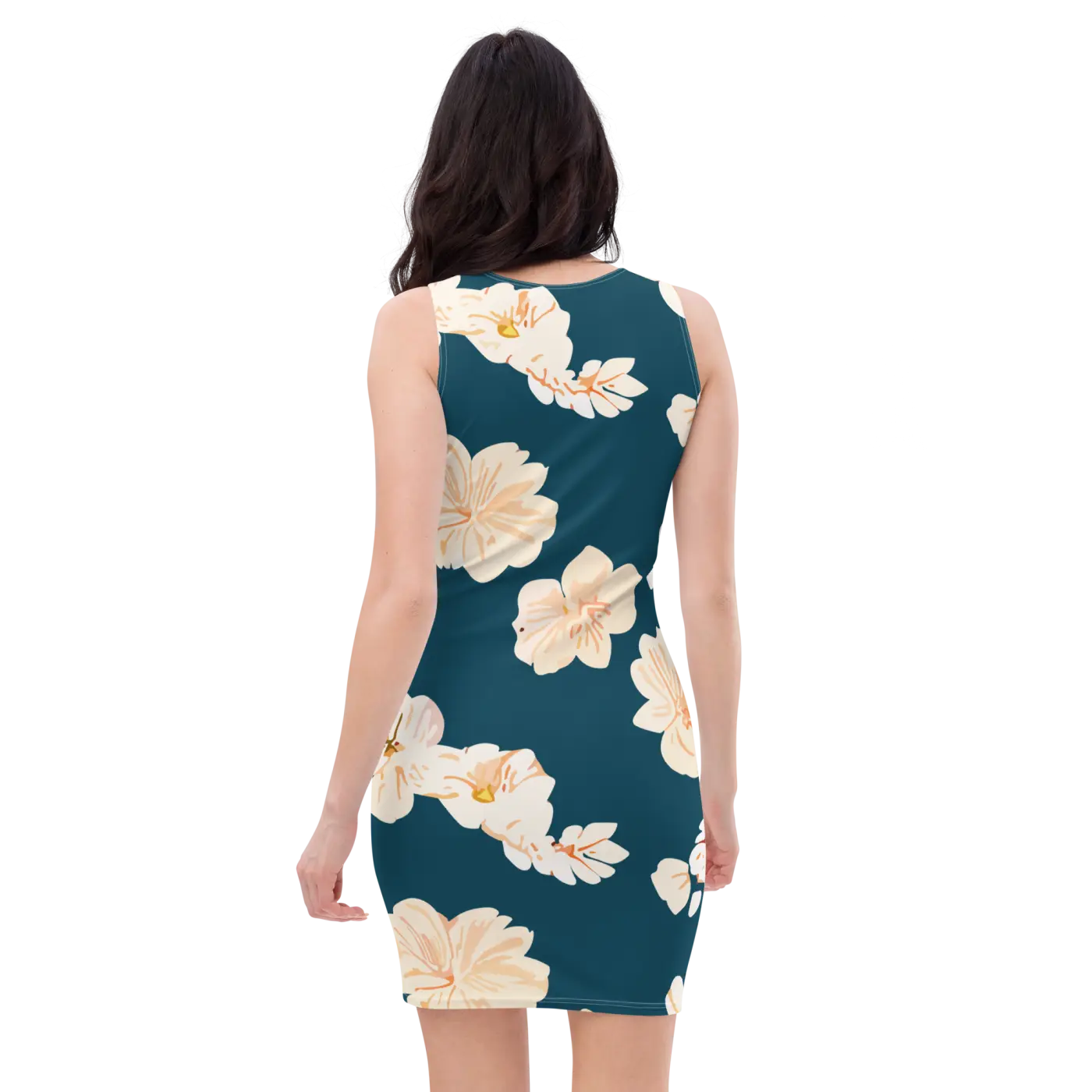 Teal Dress with Large Showy Flowers - Party Ready - DipaliZ