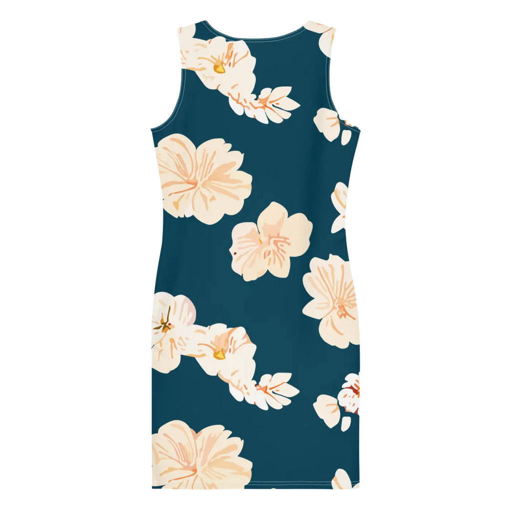 Teal Dress with Large Showy Flowers - Party Ready - DipaliZ